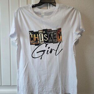 Custom “Whiskey Girl” Graphic Tee – White